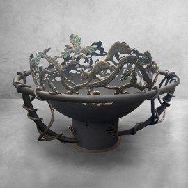 Кованый  обруч безопасности  для уличного очага - чаши для костра "Белки на ветке"